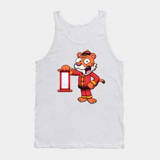 2022 Chinese New Year Cute Tiger With Scroll Tank Top